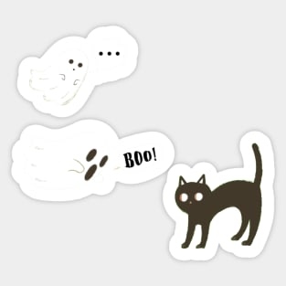 Ghosts and Cat Sticker